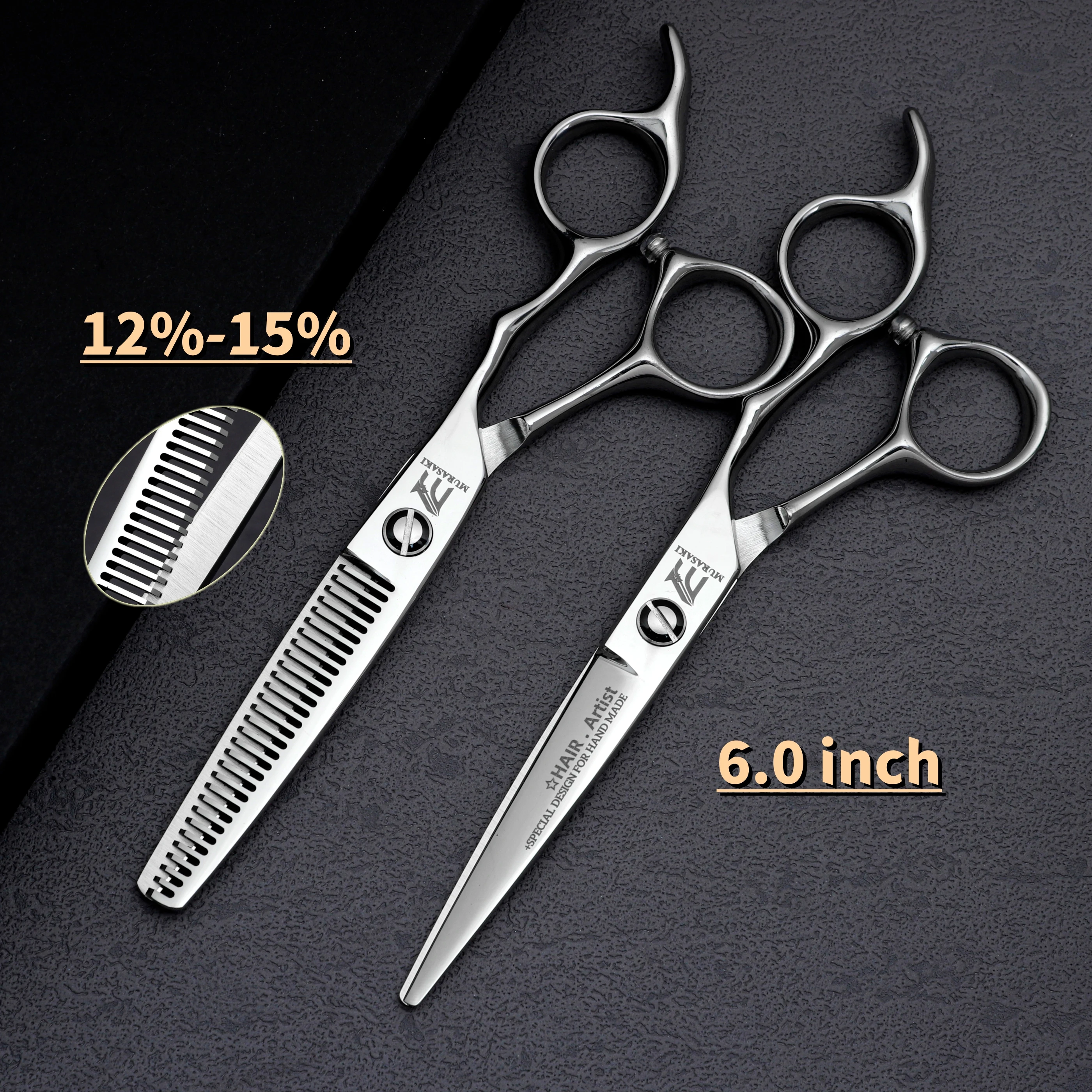 Professionelle Friseurscheren, Set aus 6 Zoll 440C Stahl-Haarschneidescheren, scharfes und langlebiges Friseursalon-Zubehör – Detail 19