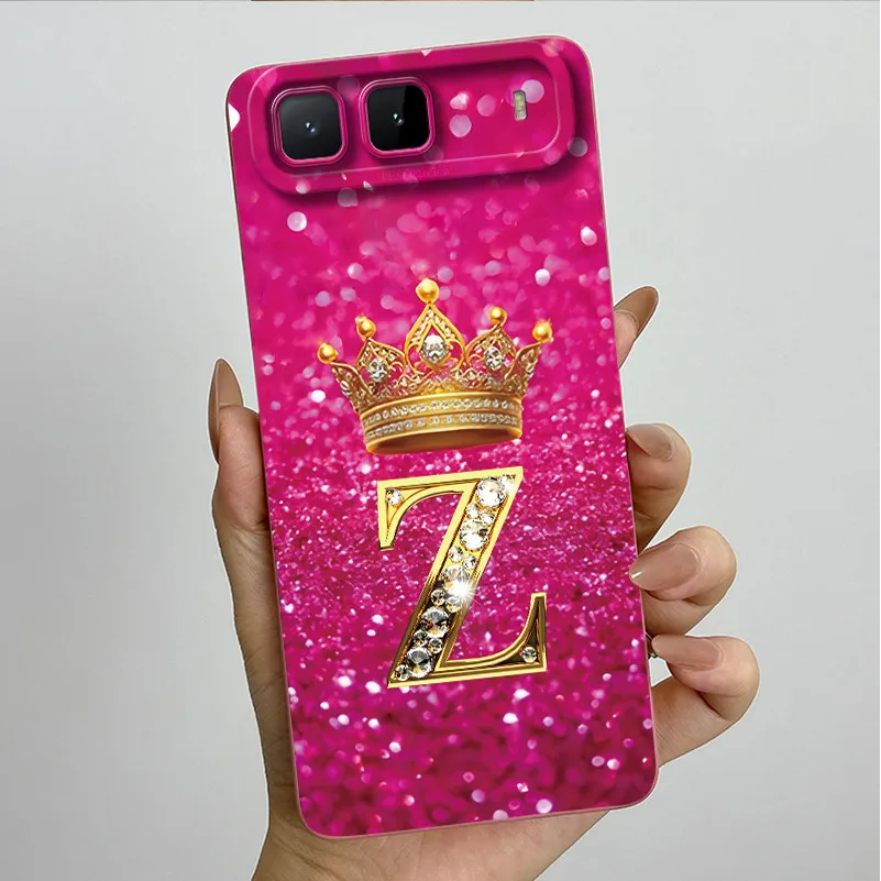 Crown Initial Letters Soft Phone Case with Camera Protection Back Cover