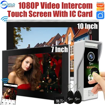 투야 스마트 홈 무선 도어폰 RFID 출입 제어 시스템, 빌라 아파트용 비디오 초인종 인터폰, 1080P, 7 인치, 10 와이파이