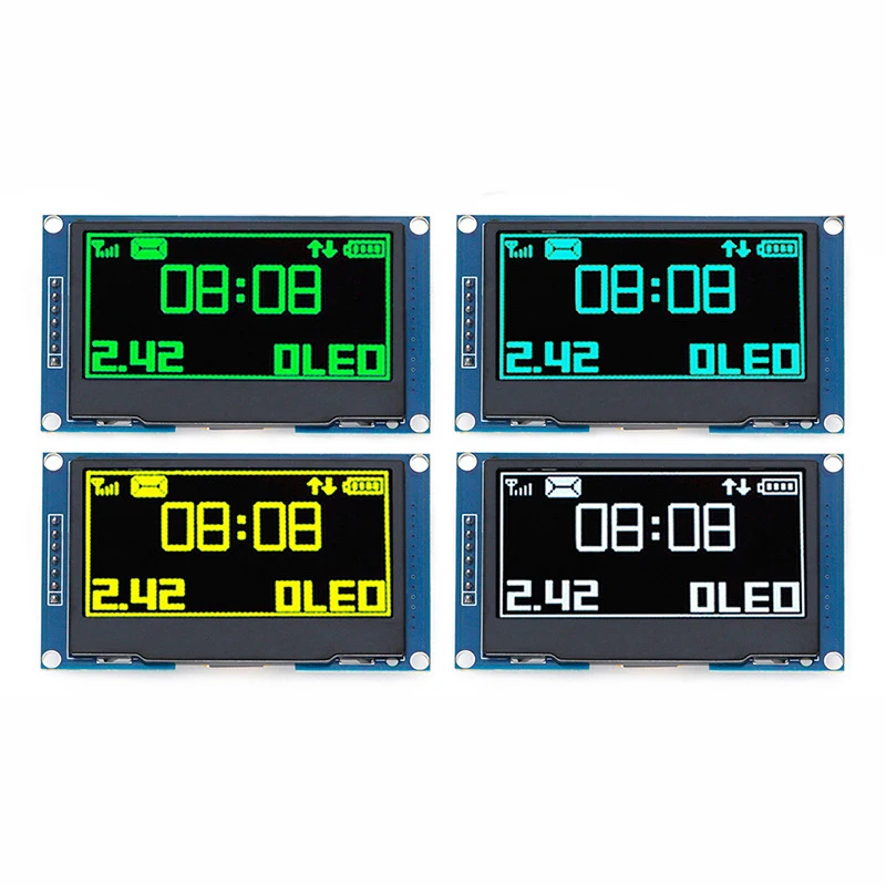 

1~10Pcs 2.42 Inch OLED LCD Display Module Connector 128*64 LCD Screen IIC4 Cable SPI1309 White/Yellow/Blue/Green