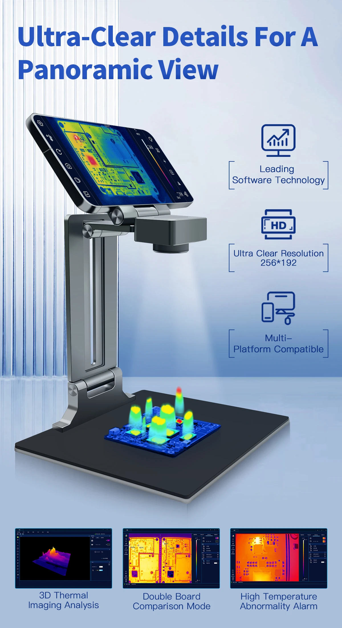 

3D анализатор термальной камеры Mileseey с разрешением 256*192 для Android Win OS, с микрообъективом для ремонта материнских плат PCB