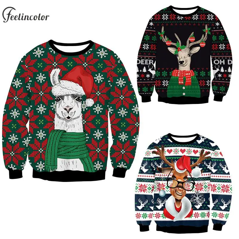 

Crewneck Vintage Pullover Unisex Sweatshirts for Men Loose Tracksuit Ugly Christmas Streetwear Animal Graphics Male Clothing