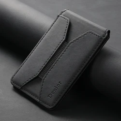 Elegant Faux Leather Magnetic Phone Stand Wallet - Perfect Gift (Black)