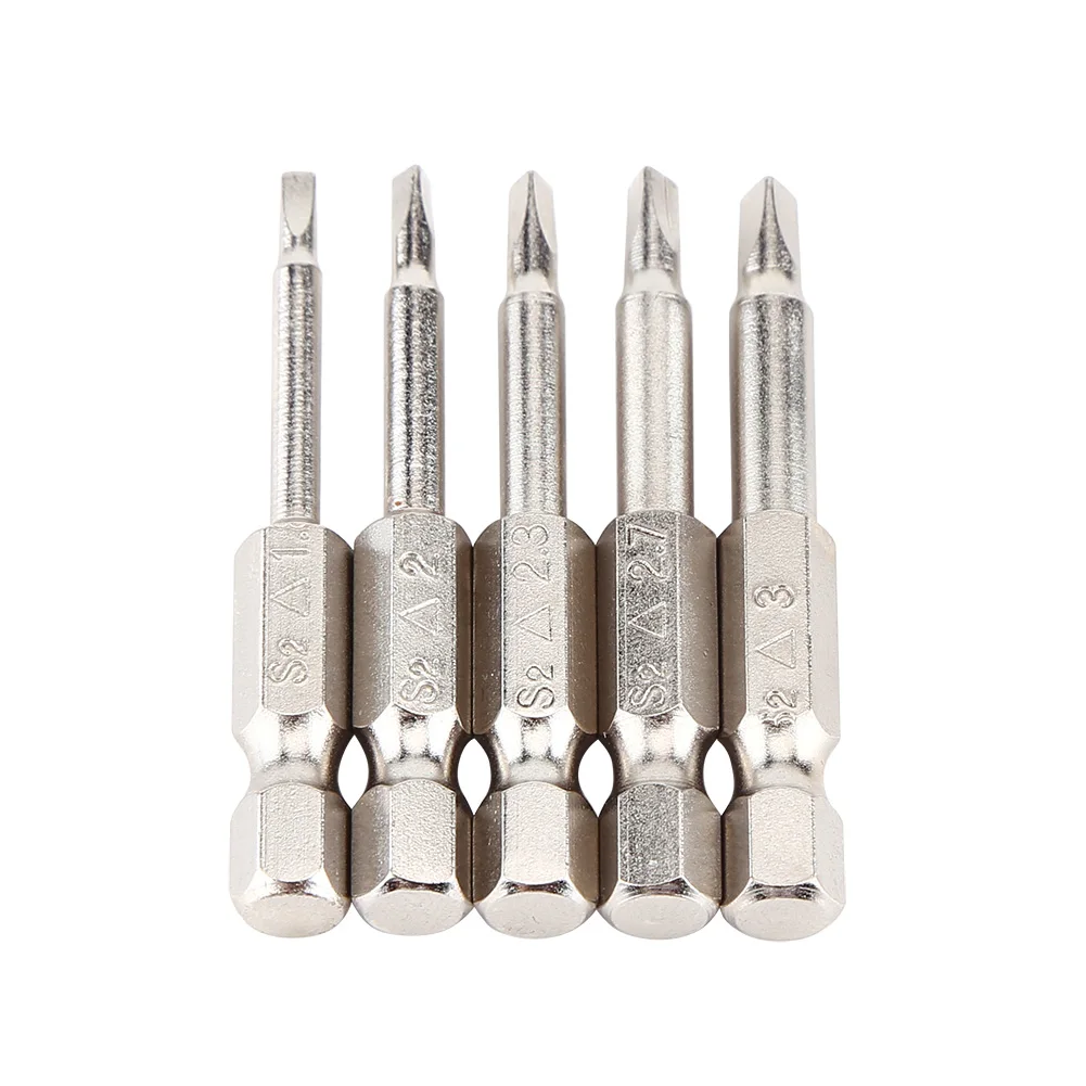 

5Pcs Triangle Head Screwdriver Bits Tip Set S2 Steel 1/4" Hex Shank TA1.8/2.0/2.3/2.7/3 Screwdriver Electrician Bit Set