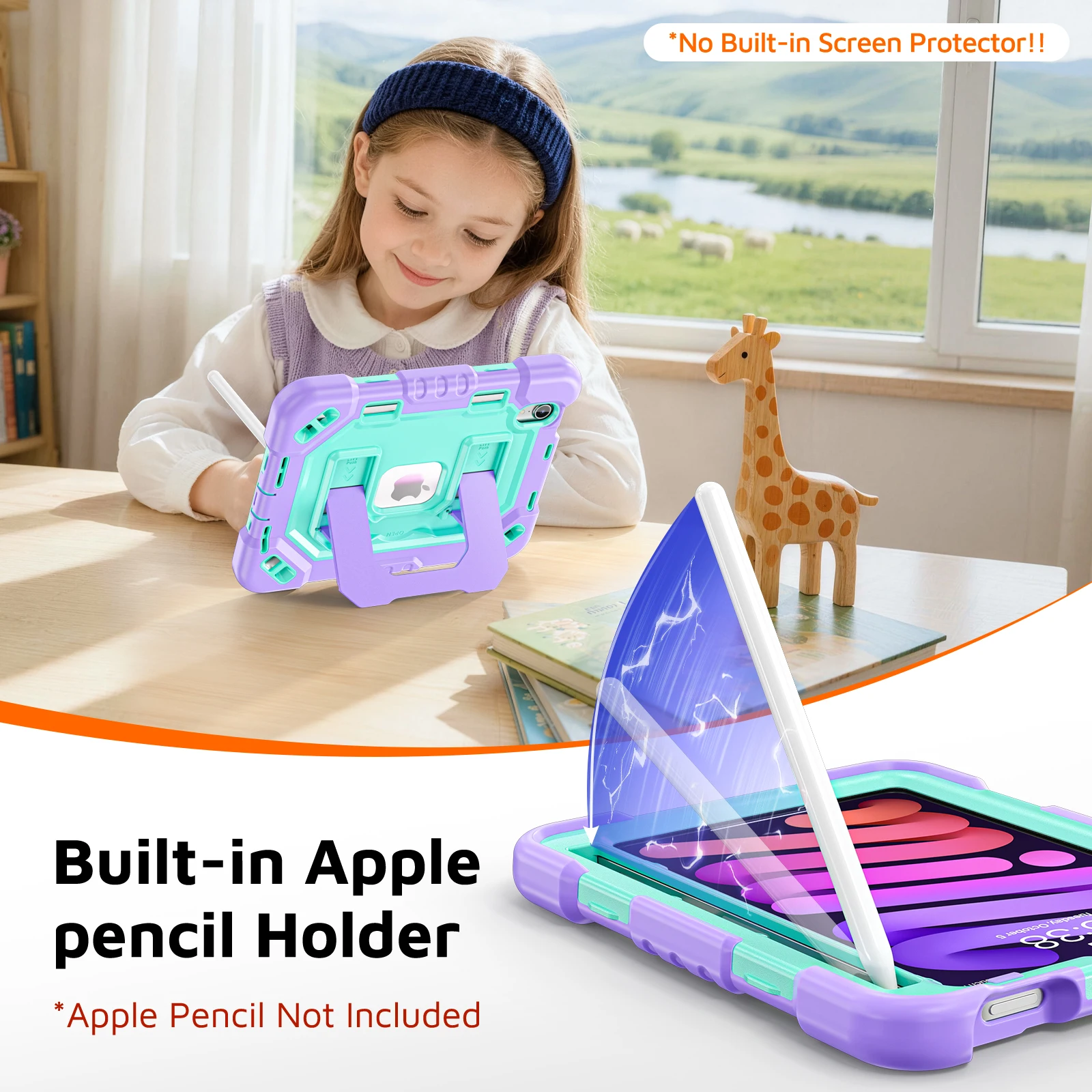 LFOIQN Kids Rugged iPad Case - Durable Protective Cover