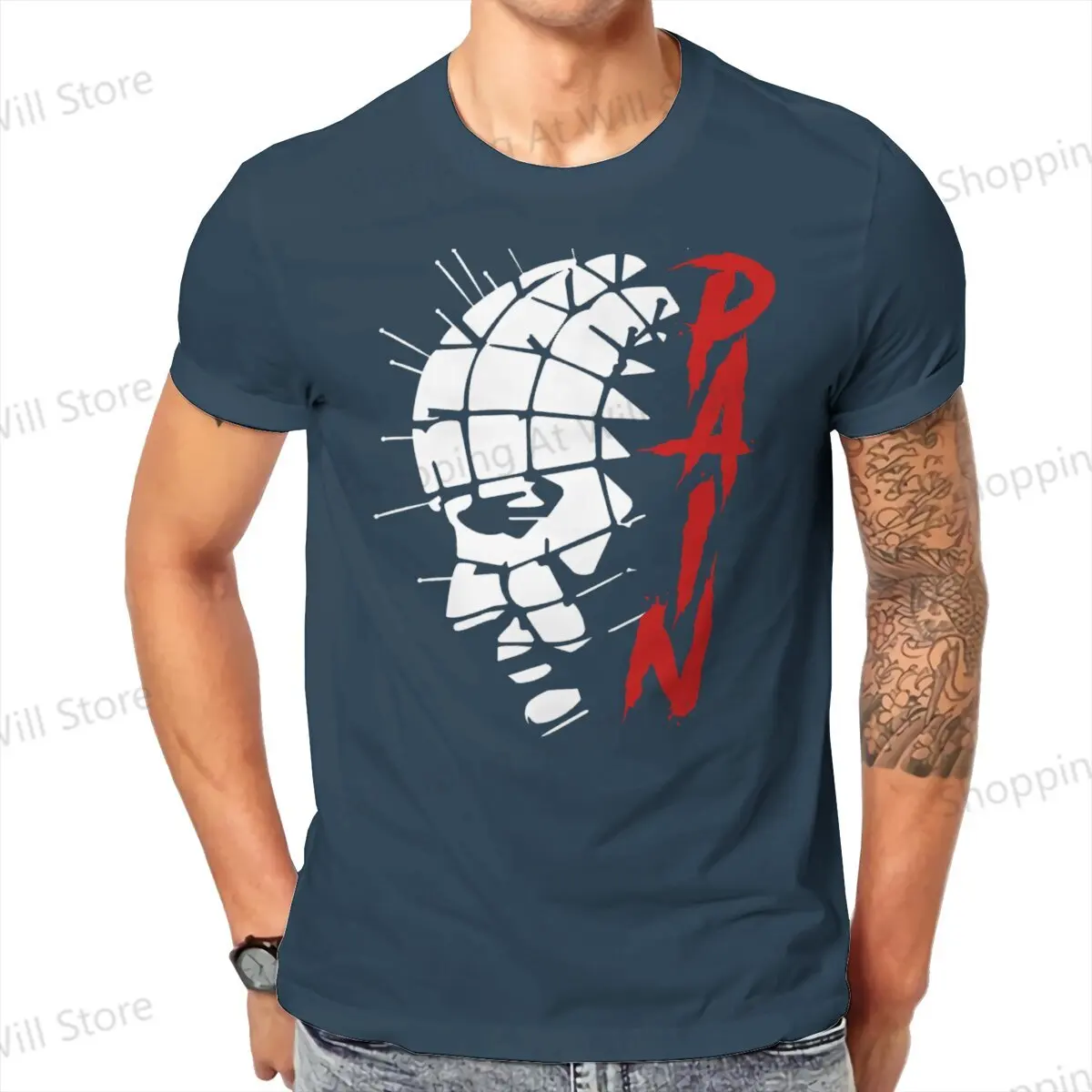 Топы из 100% хлопка для отдыха, спорта, стомбитовые мужские и женские футболки с короткими рукавами и забавным принтом из фильма ужасов Hellraiser Топы из 100% хлопка для отдыха, спорта, стомбитовые мужские и женские футболки с короткими рукавами и забавным принтом из фильма ужасов Hellraiser