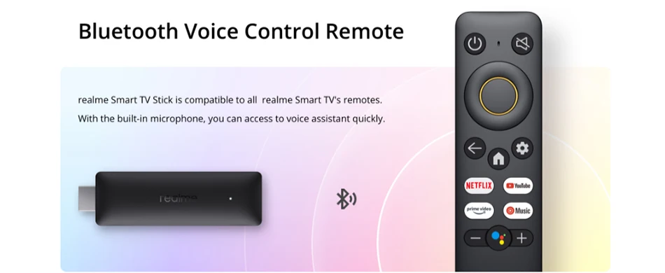 realme 4K Smart TV Stick 1080P Global Version 1/2GB RAM 8GB ROM ARM Cortex A35 Quad Core Bluetooth 5.0 Google TV Stick Android