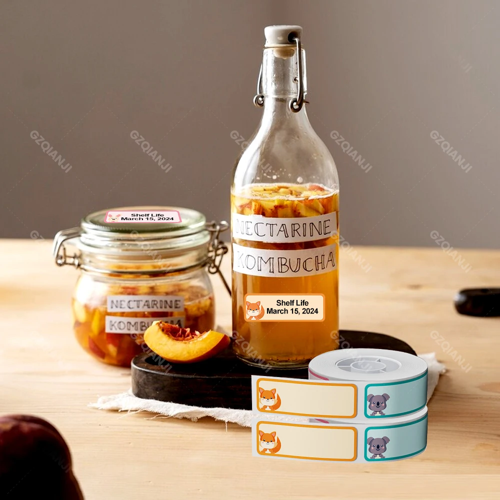 3Rolls Niimbot D11 D110 D101 Mini Thermal Label Printer Paper Waterproof Anti-Oil Printing Cartoon Label Tape Sticker