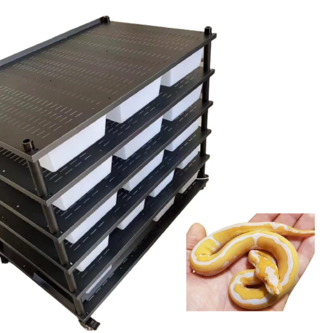 Plastic tub metal snake breeding rack system reptile breeding racks for 32qt snake rack with heat