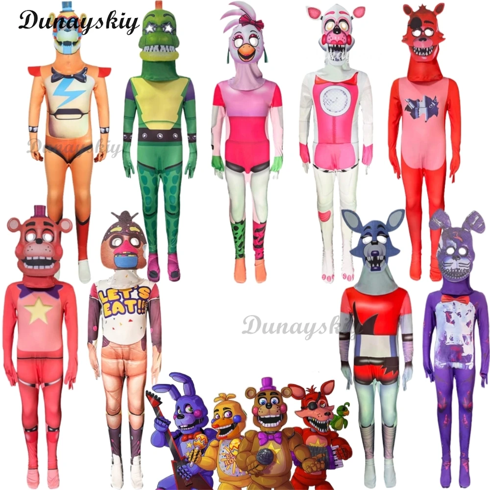 Gioco Five Nights Freddy Fazbear Bonnie Rabbit Chica Chicken Foxy Pirate Cosplay Costume Anime Horror Body Halloween Suit