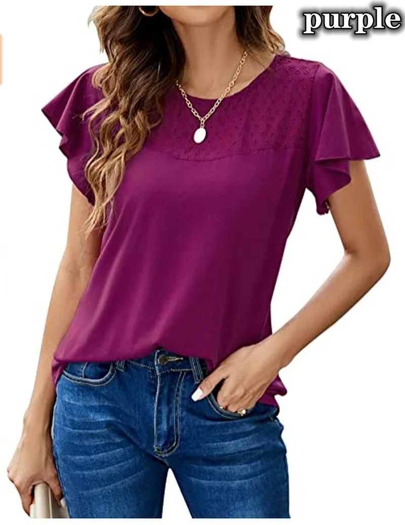 2023 Women Summer New Top Fashion Loose Casual Simple Round Neck Short Sleeve Underlay T-Shirt Loose Versatile Solid Color Top 3