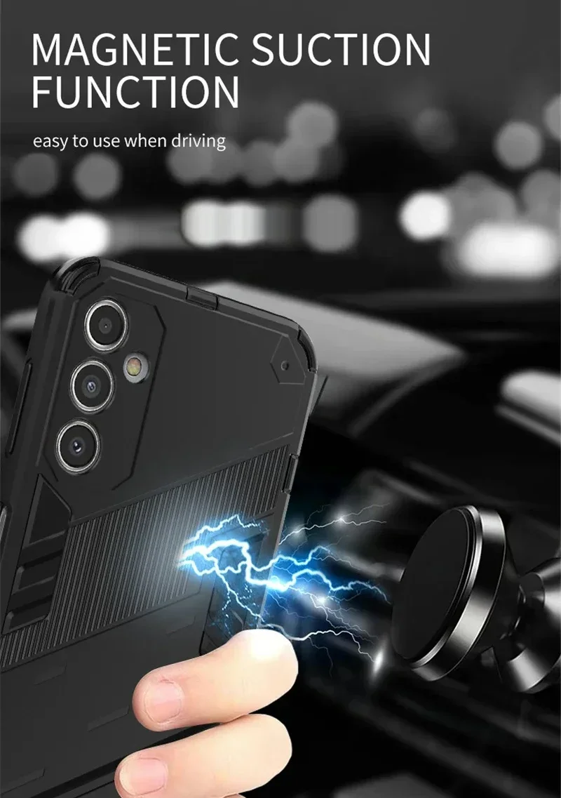 Shockproof Armor Anti-Fall Kickstand Phone Case - Durable Protection Back Cover