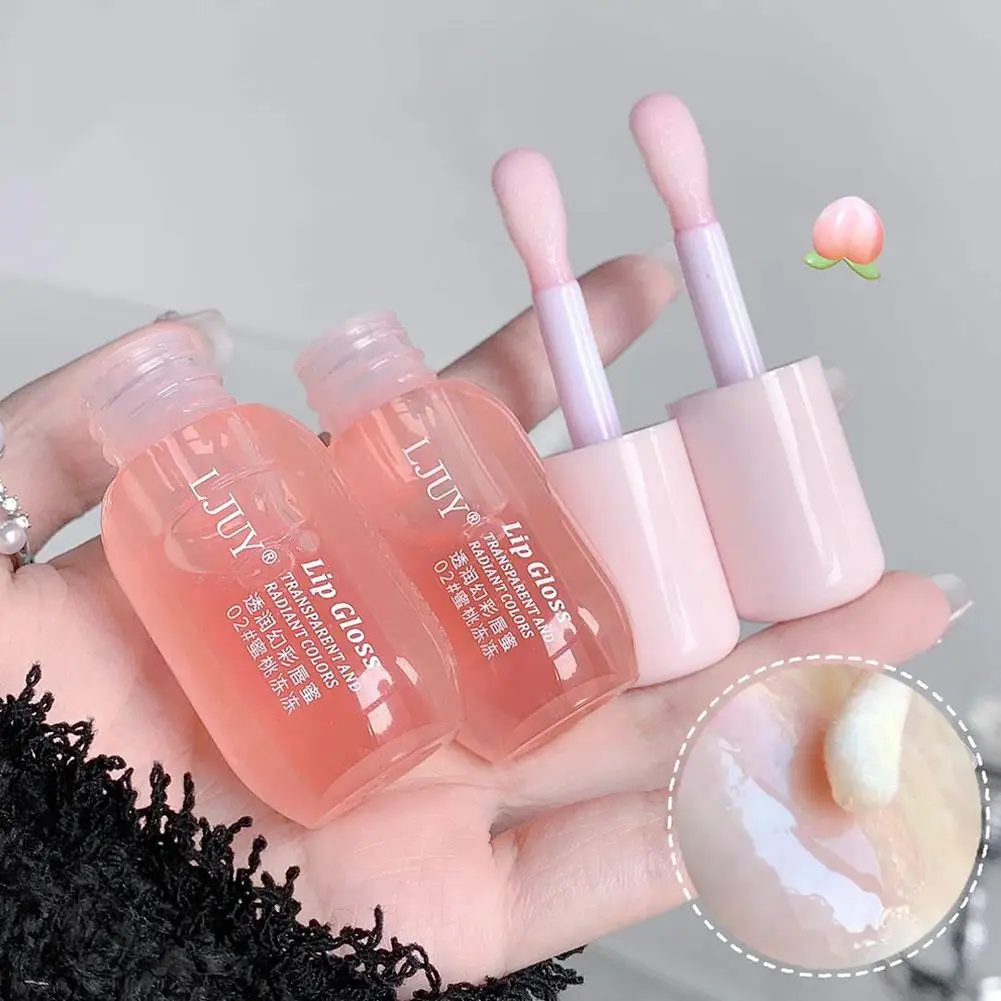 Crystal Jelly Lip Oil Hydrating Plumping Lips Coat Lipstick Lipgloss Tint Clear Lip Plumper Serum Transparent Fruit Gloss lip makeup lip glaze lip tint lip gloss lip oil lip plumper