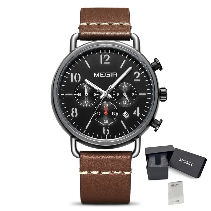 Herrenuhr, Luxus-Sport-Quarz-Armband, Stahlgeflecht, Business-Casual-Uhr mit Kalender, Lederband, Mann_voghion.com