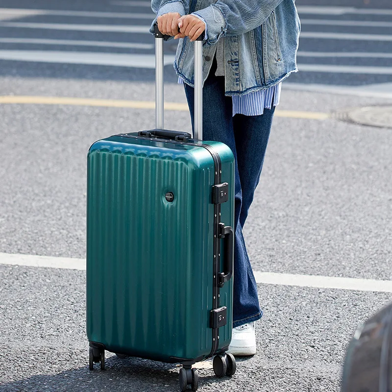 PLUENLI Luggage New Aluminium Frame Luggage Customs Code Lock Suitcase