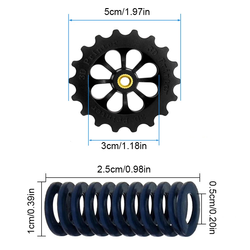 큰 손 트위스트 레벨링 너트, 핫 베드 다이 스프링 및 M4 나사, Ender 3/5 Pro CR-20 3D 프린터 부품 액세서리