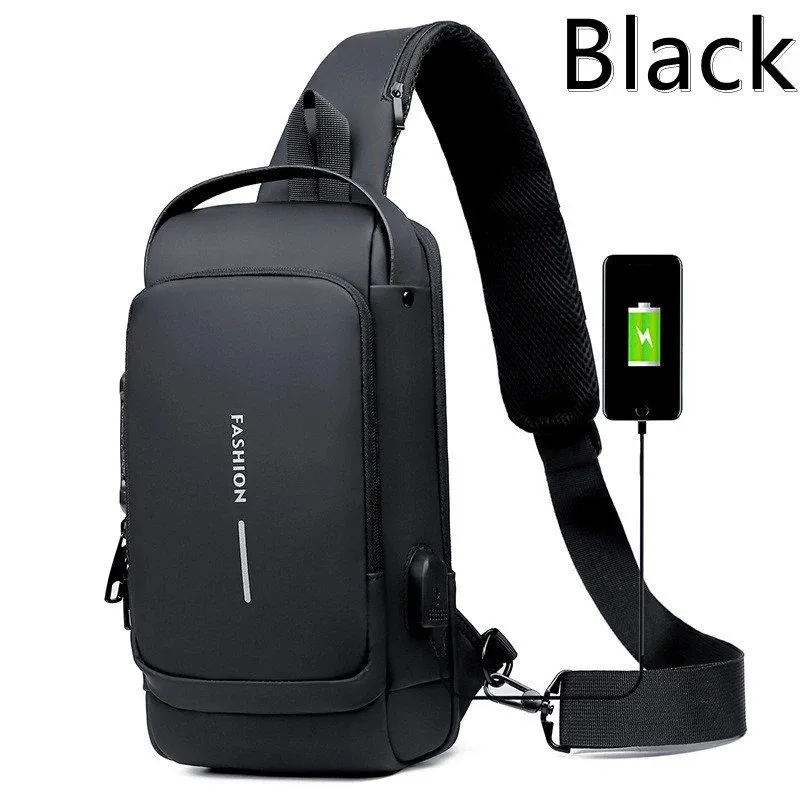New men's anti-theft riding bag USB rechargeable off-road gym sports chest bag