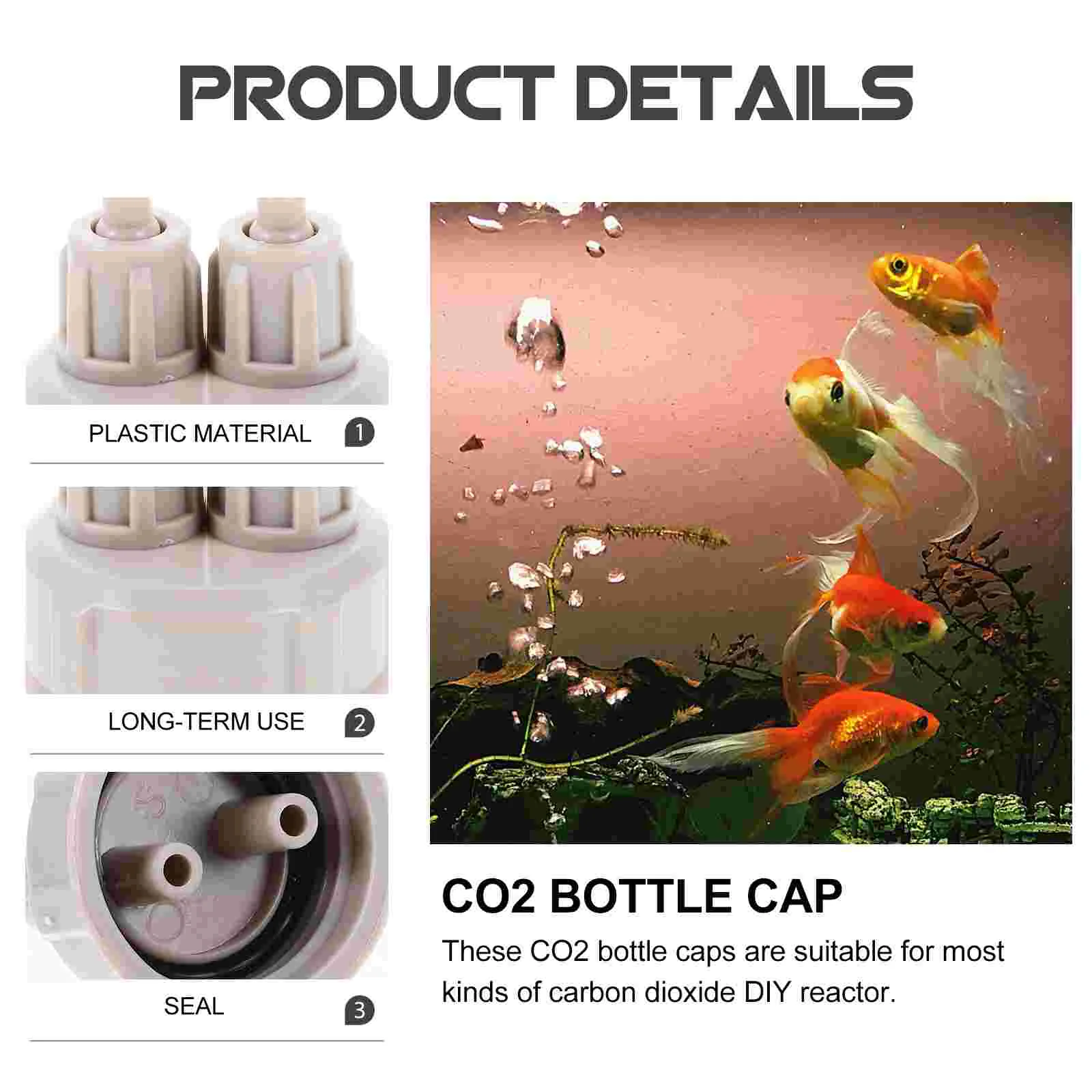2 Pcs DIY Reactor Carbon Dioxide Bottle Cap Co2 Air Pump Fish Tank Brine Shrimp Accessory