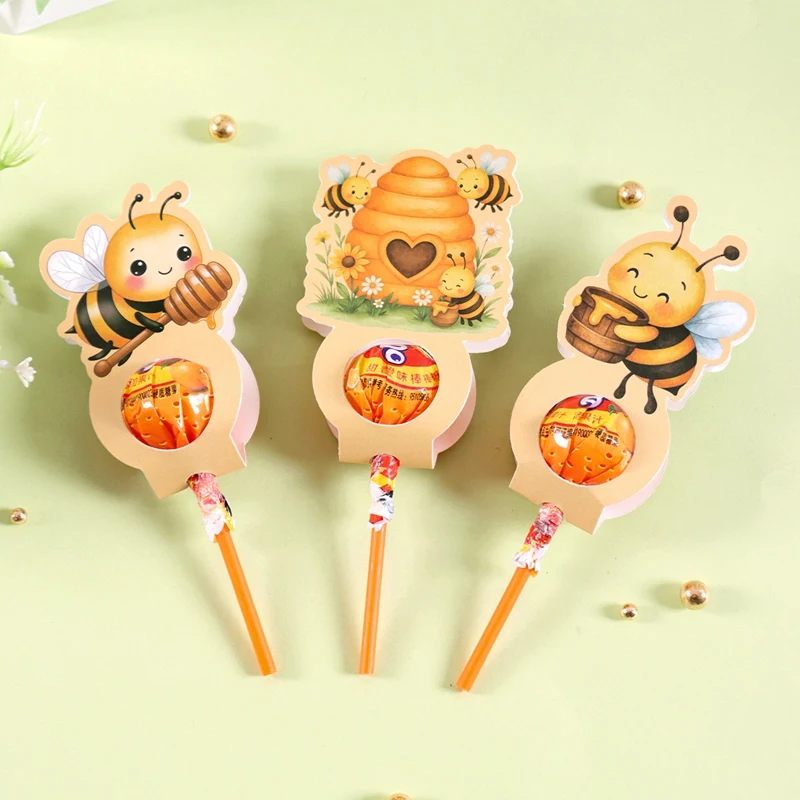 24 Stück Bienen-Lollipop-Halterkarten, 6 verschiedene Designs, Geburtstags-Lollipop-Papierkarten, Honigbienen-Süßigkeitenkarten, Deko-Geschenk-Gastgeschenke