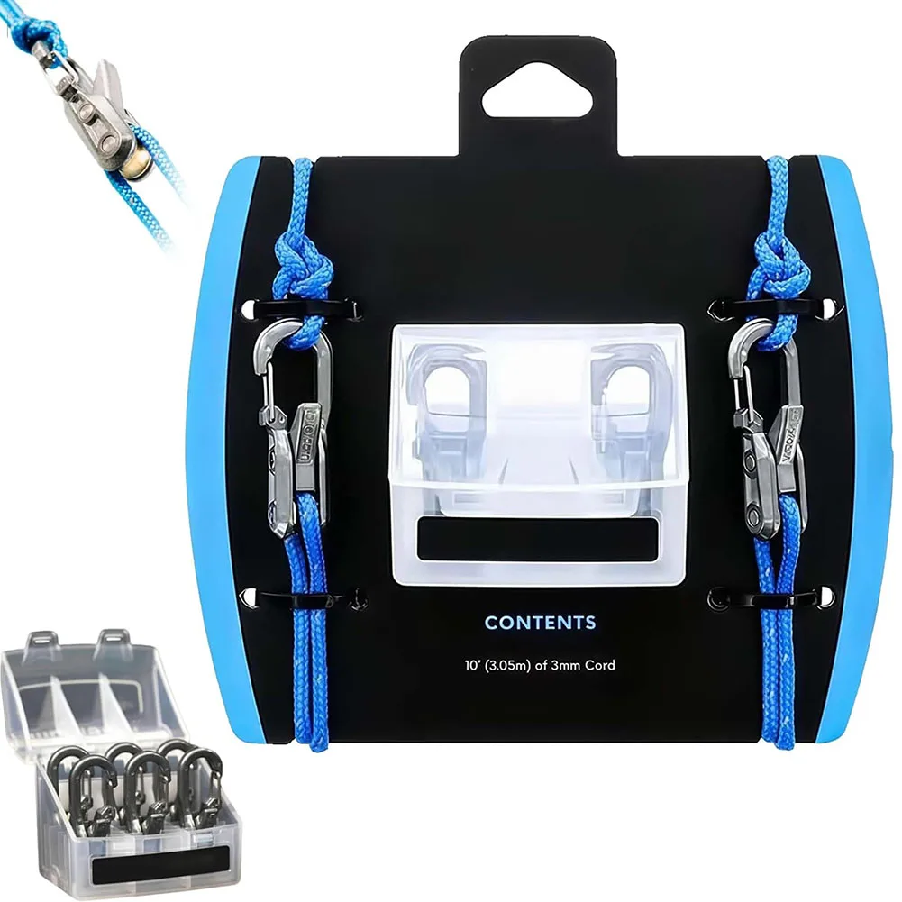 Secure Lock Buckle Rope with Roller Tensioner 6 Hooks Heavy-duty Tie Down Rope Quick Adjust Non-Slip Cable Puller Maritime Tools
