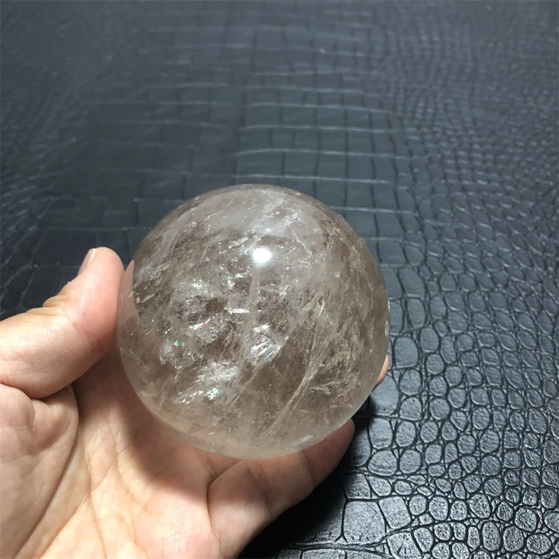 

7,4 см Радужный Натуральный прозрачный кварцевый коричневый кристалл дымчатый кварцевый шар