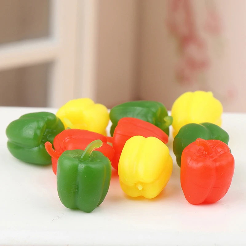 

5 Pcs Simulation Mini Pepper Model Dollhouse Vegetable Food Toys Dollhouse Kitchen Decoration Accessories