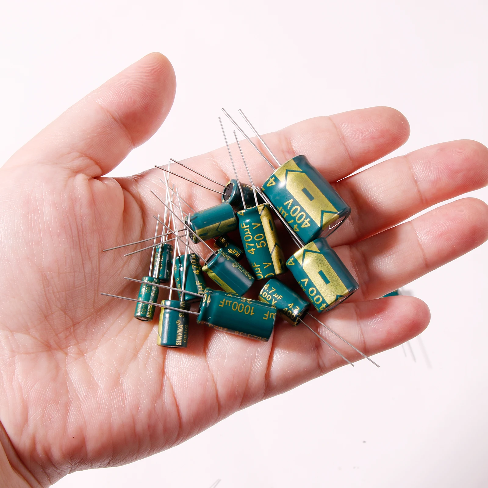 Electrolytic capacitor 391pcs high frequency aluminium capacitor kit 10v 16v 25v 35v 50v 400v 10uf 100uf 470uf 1000uf