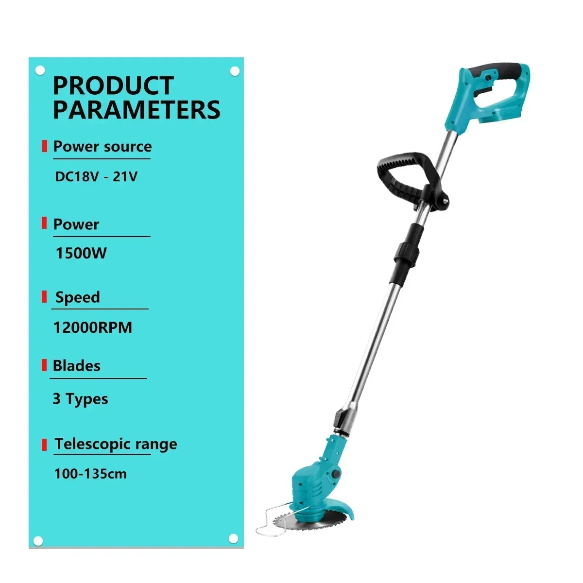 21V Cordless Grass Trimmer Electric Lawn Mower Length Adjustable Cutter Household Garden Tools For Makita/wobeich 18V Battery