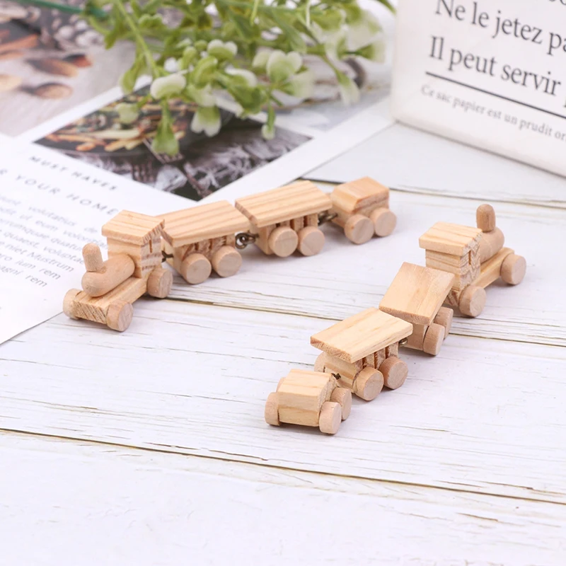 1Pc Mini Wooden Train Simulation Model Toys 1/12 Dollhouse Miniature Accessories For Doll House Decoration Educational Toys mini wooden decoration easel artist triange art easel wooden table card holder wedding exhibition booth doll house 1pc