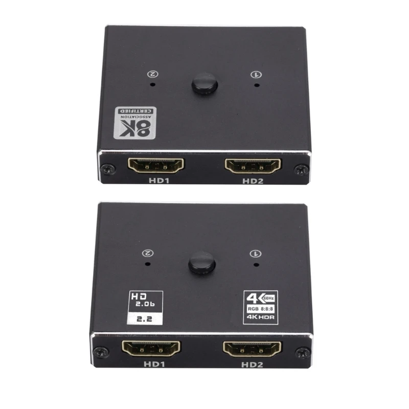 

Switcher Box 2x1 Bidirectional Switching Adapter Splitters 8K@60Hz 4K@60Hz 2In1 Out/1In2-Out for HDTV Box C1FD