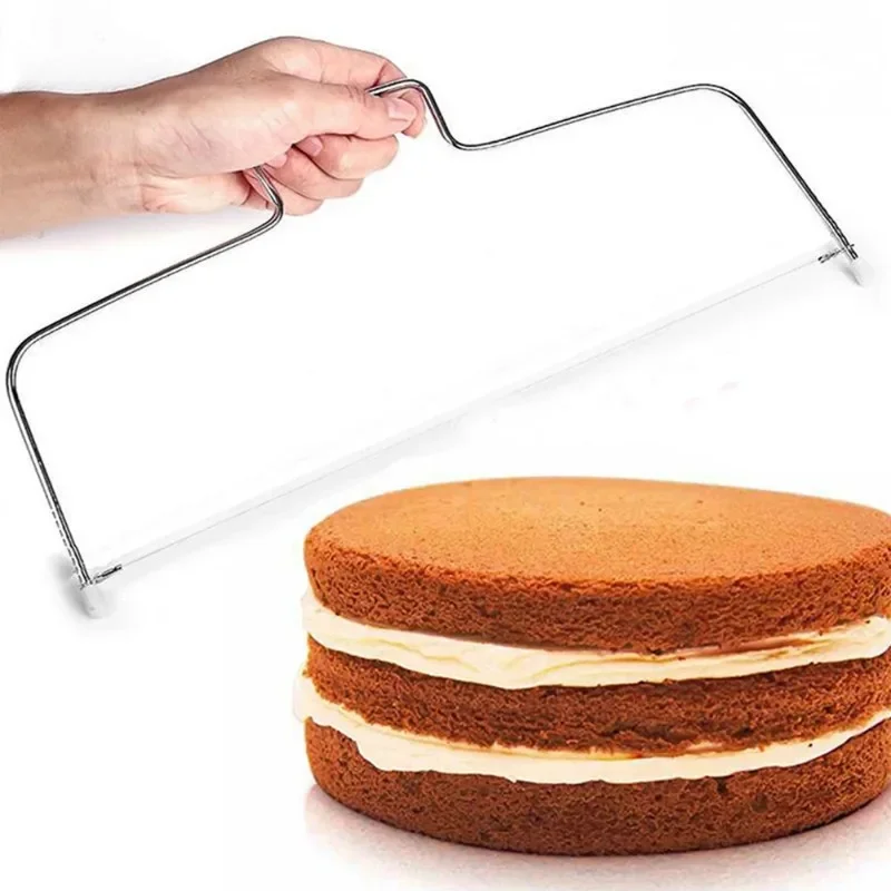 Double Line Cake Slicing Mold Adjustable Stainless Steel Wire Cake Cut Saw Washable Cake Cutter Leveler Safe for Baking Supplies