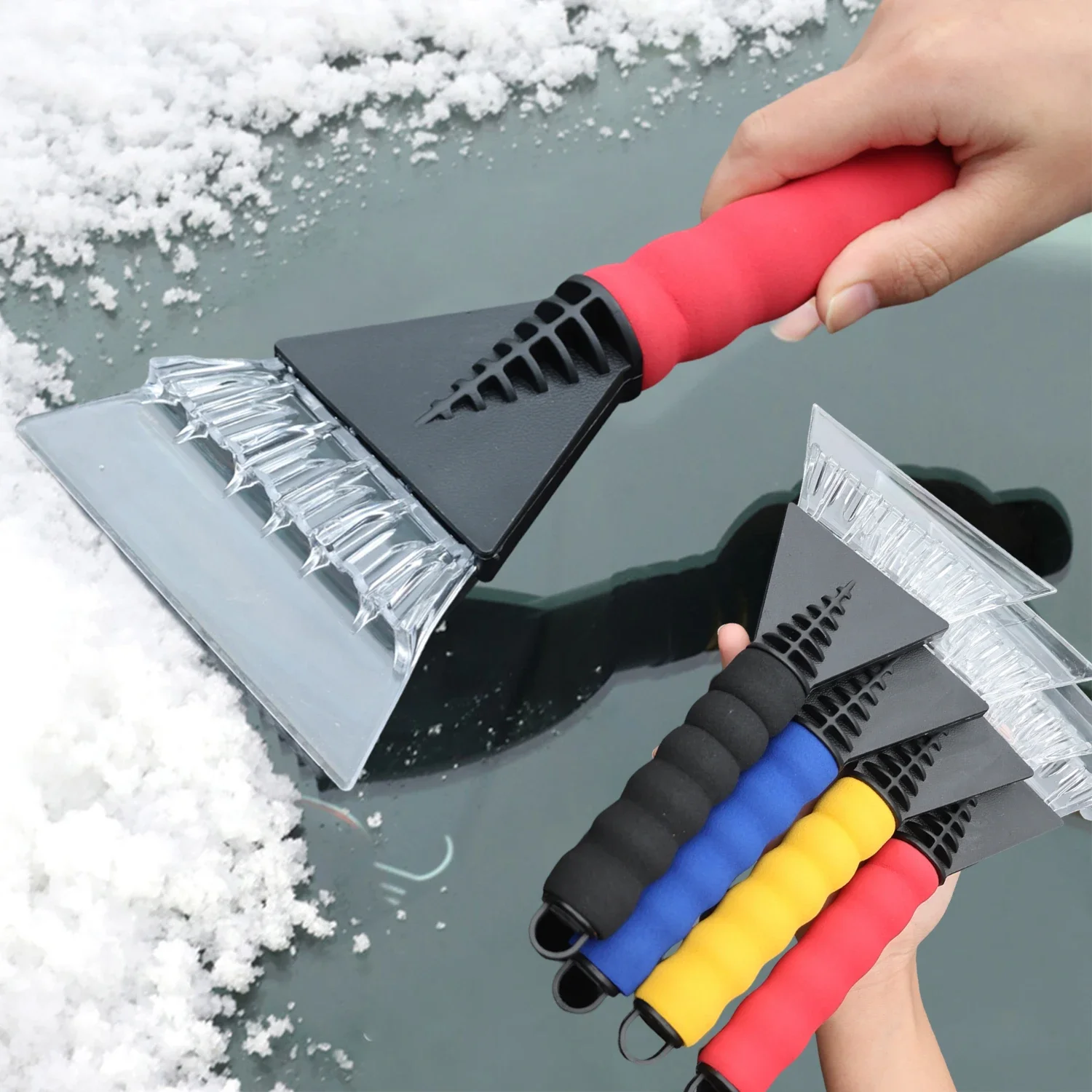 Car Ice Scraper / Snow Remover, Windshield Ice Breaker & Brush Tool for Winter Auto Window Cleaning