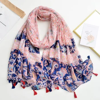 Sciarpa di marca di lusso per donna Scialle di cotone morbido Avvolgente Nappa Viscosa Donna musulmana Hijab Boho Asciugamano da spiaggia Bandana femminile Foulard 1