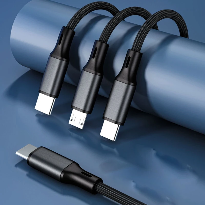 Cavo Di Ricarica Super Veloce 3 In 1 Da Usb C A Doppio Tipo C Micro Usb Adatto Per Cavo Intrecciato Di Ricarica Super Veloce Huawei Xiaomi