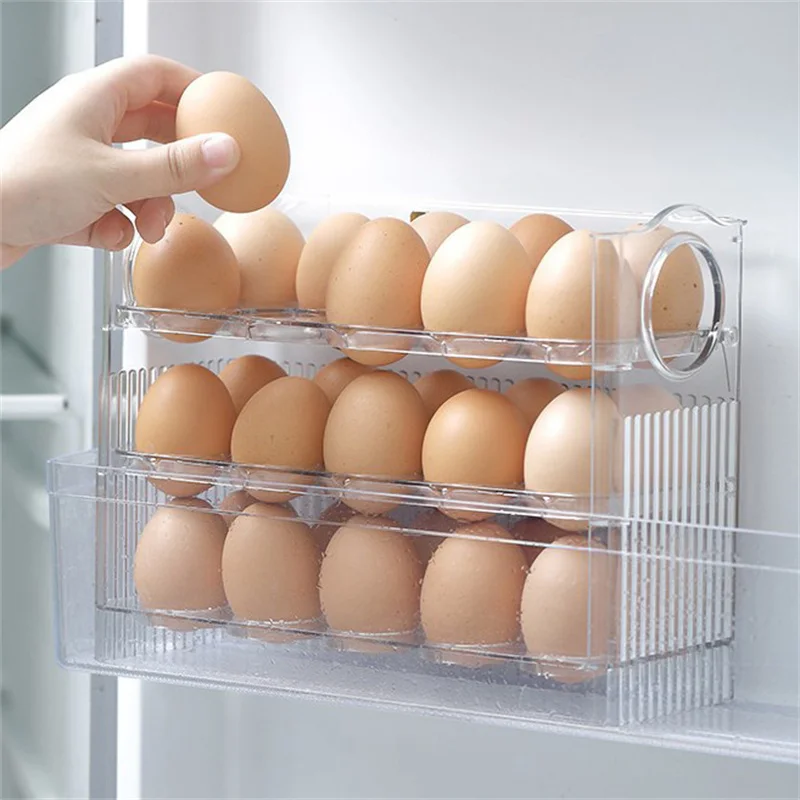 Egg Storage Box Egg Case Holder Tray Organizer 30 Grids For Refrigerator egg carton
