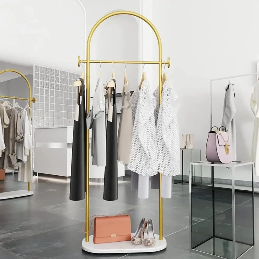 

OEING Gold Garment Rack, Modern Coat Racks Freestanding for Hanging Clothes Heavy-duty Clothing Rack with Marble Base