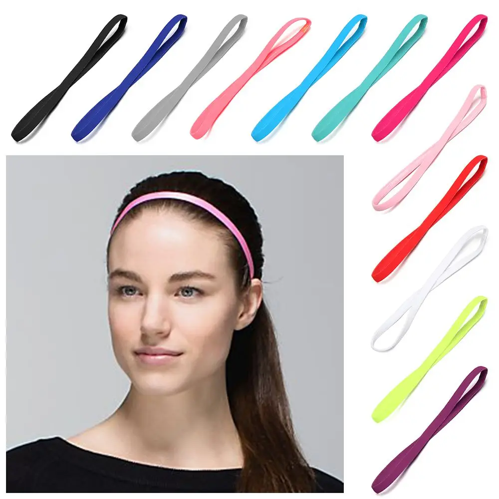 Sports Headbands Super Fine Candy Color Women Yoga Hair Bands Sports Headband Girls Sport Anti-slip Elastic Rubber Sweatband Football Running