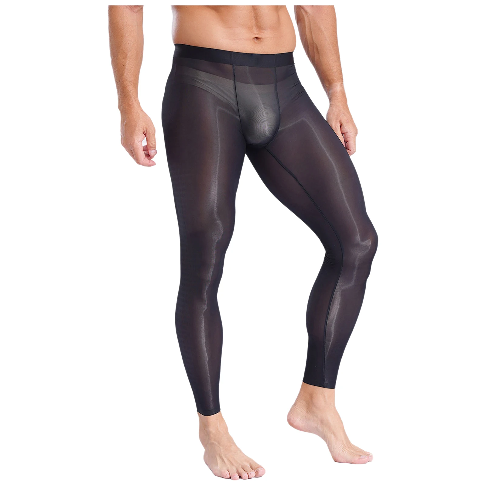 Mens Stretchy Ultra-Thin Leggings Ice Silky Yoga Fitness Leggings Bulge Pouch Tights See Through Pants for Gym Sports Workout S72c3cc2cdb5f419193974c0b34d5a667q