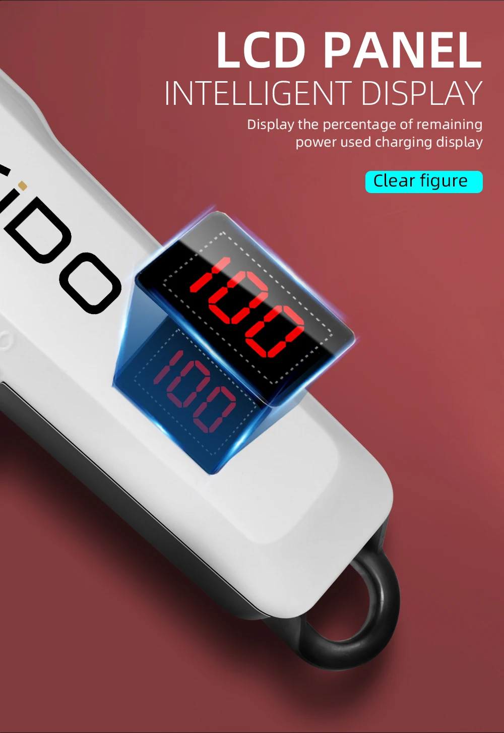 KIKIDO Profesjonalna maszynka do strzyżenia Hine Akumulatorowa maszynka do strzyżenia fryzjerskiego z bezprzewodową maszynką do strzyżenia włosów LCD dla mężczyzn KK-809A_voghion.com