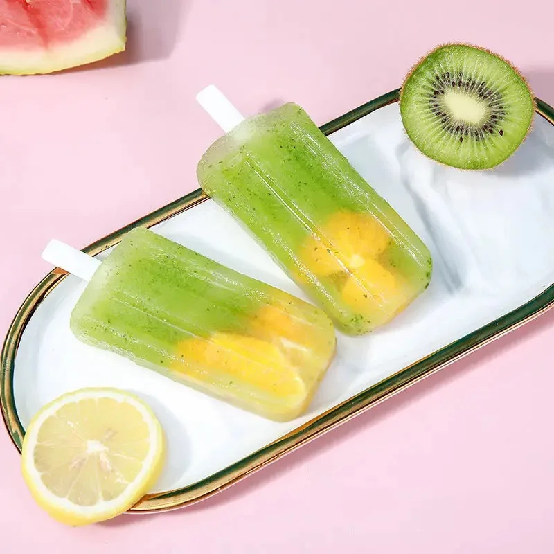 Description Picture 2 of itemDlY LCE Cream Molds 4 Popsicle Molds Set Popsicle LCE Tray LCE Cream Reusable with Stick Cover Ice Mold Kitchen Accessories