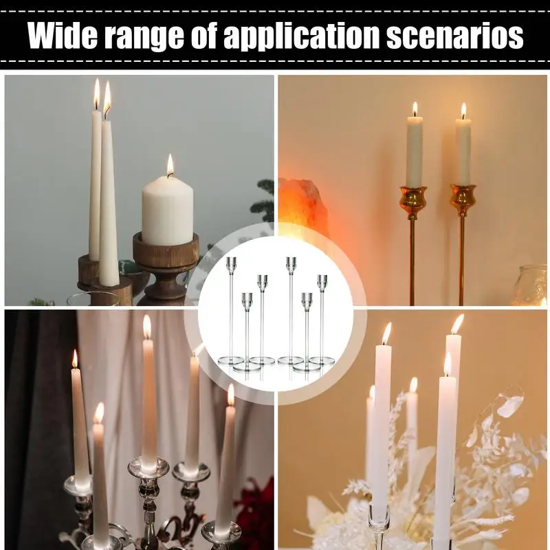 YANGMEI Set van 2 doorzichtige glazen kandelaars, taper kandelaars, decoratieve kandelaars kandelaar, 3,9 inch hoge kaars standaard desktop middenstuk voor bruiloft dinning party
