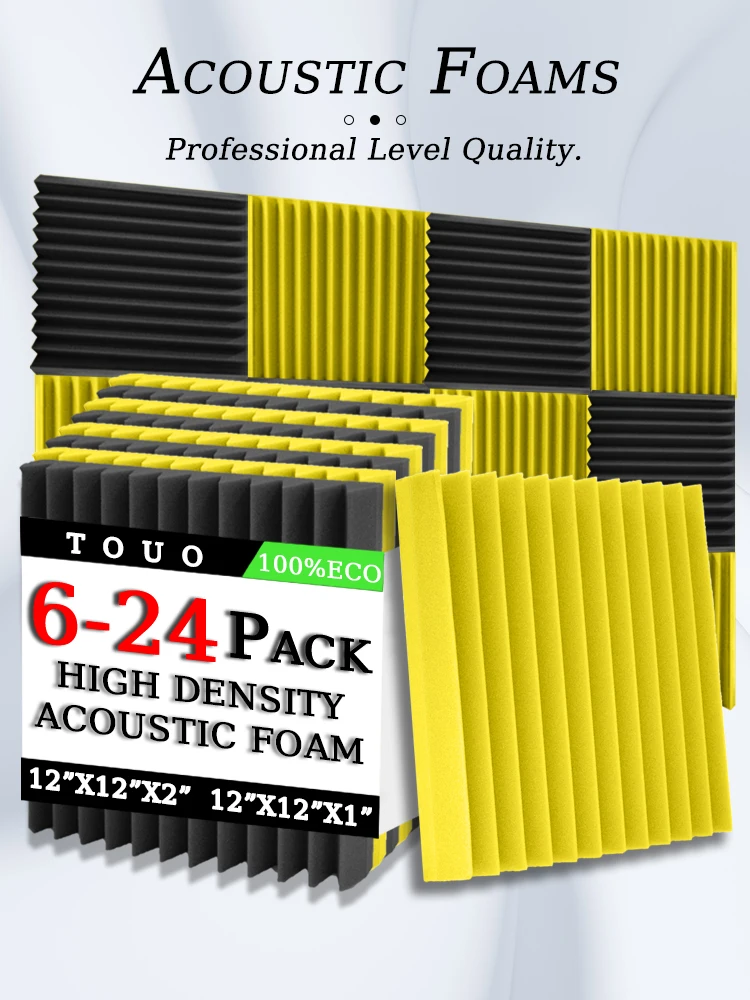 Description Picture 2 of itemTOUO 6/12/24 Pcs Acoustic Foam Wall Soundproofing Studio Acoustic Treatment High Density Soundproofing Foam Home Accessories