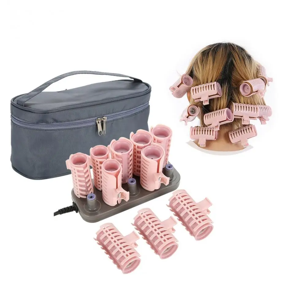 10pcs/Set Electric Hair Rollers Tube Heated Roller Hair Curly Styling Sticks Tools Massage Roller Curlers with Universal Plug 10pcs replacement ptt mic microphone speaker crystal 6pin plug adapter for yeasu ft 7800r 7900r 8900r 1807m 1802m car radio