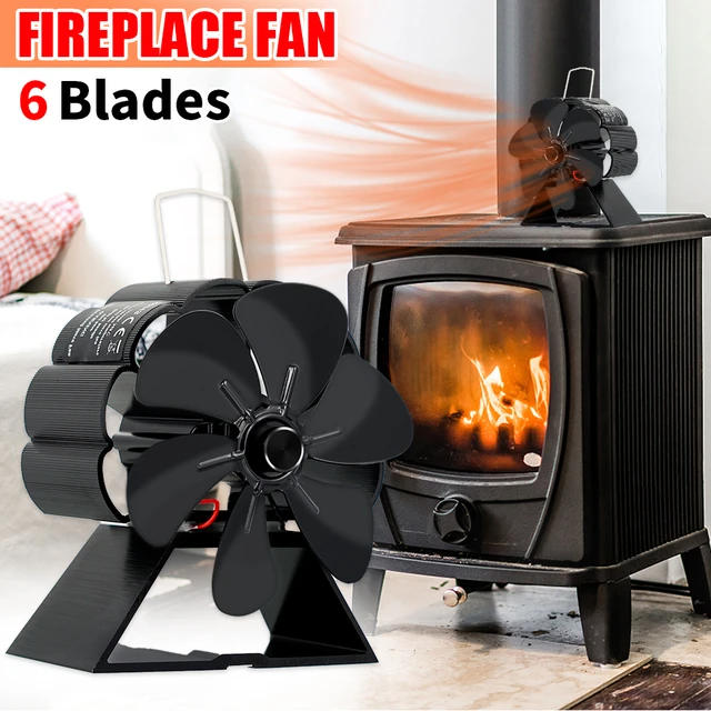 6 Blade Mini Black Fireplace Heat Powered Stove Fan Log Wood Burner Ecofan  Quiet Home Fireplace Fan Efficient Heat Distribution - AliExpress