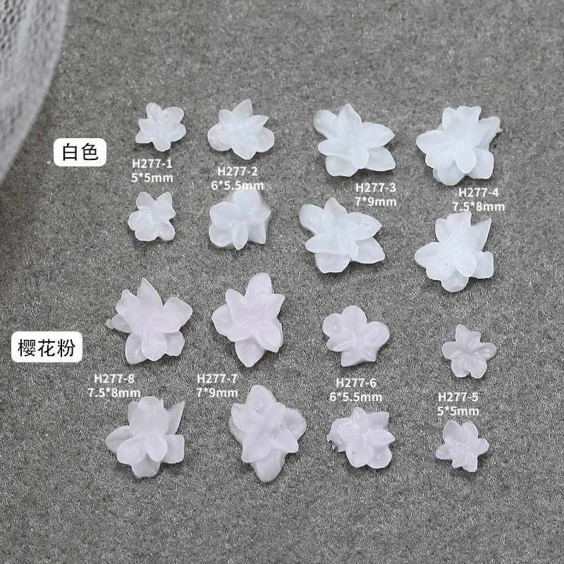 새로운 50개 혼합 사이즈 미니 3D 레진 소프트 조각 화이트 연꽃 네일 아트 장식 참 우아한 겨울 크리스마스 요정