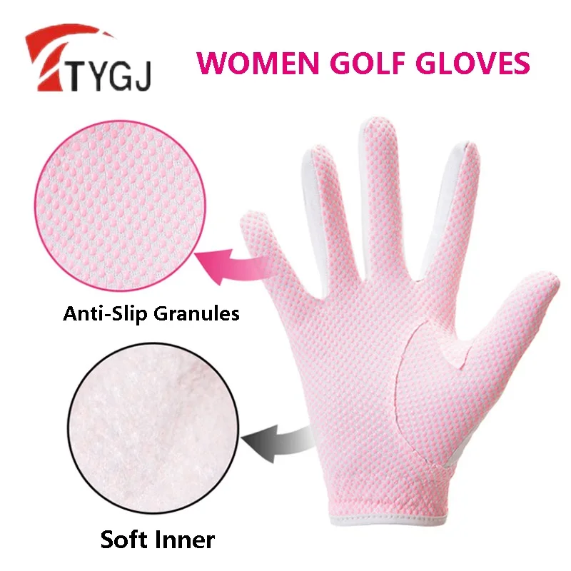 TTYGJ-guantes de Golf antideslizantes para mujer, accesorio transpirable de cuero PU, mano derecha e izquierda, 1 par