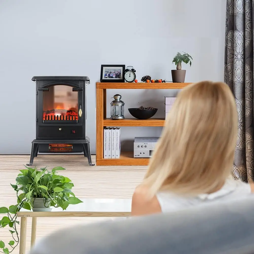 Electric Fireplace Heater with Remote, 22.4" Freestanding Portable Infrared Fireplace Heater Stove with 3-Sides Realistic Flame 5