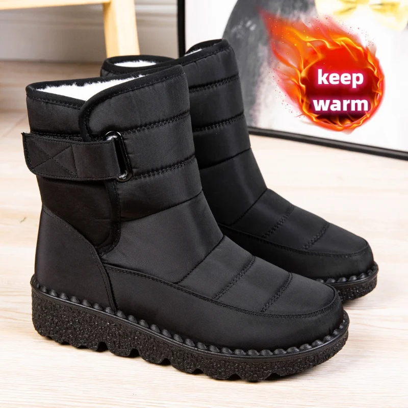 Women's Snow Boots Warm Non-Slip Waterproof Ankle Boots Women's Casual Flat Boots Women's Fur Shoes Botines De Mujer  Plus Size