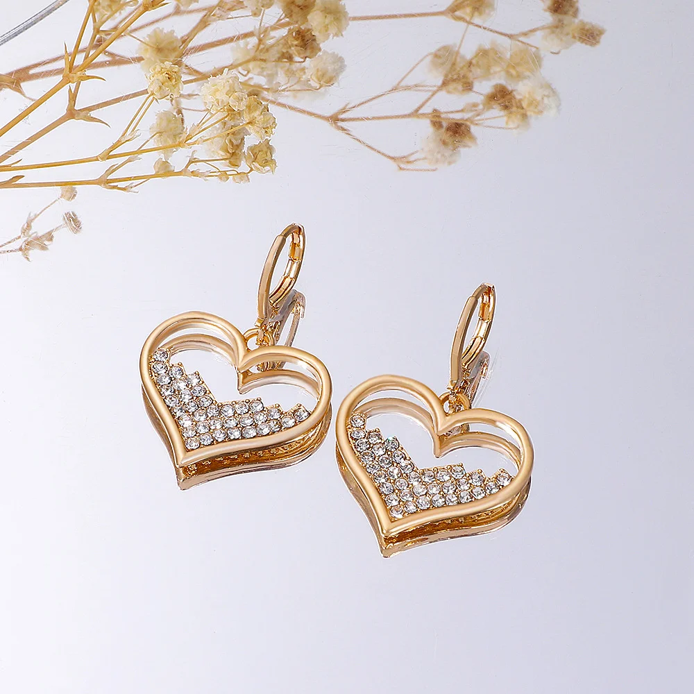 Crystal Heart 18k Gold Plated Linear Drop Earrings – Ettika