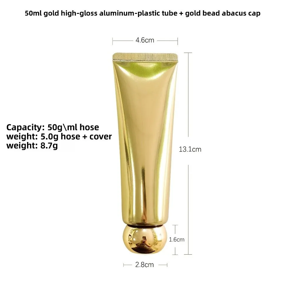 50ml Squeeze Tubes Refillable Empty Cosmetic Containers Plastic Gold Silver Squeezable Bottle
